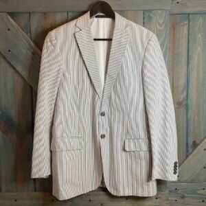 Pinstripe White and Blue Sport Coat Size 40R The Men’s Store Bloomingdale’s NWOT